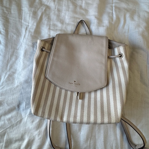 Elegant Beige Striped Tote Kate Spade Bag - Picture 1 of 4